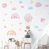 Cartoon Hot Air Balloon & Clouds Wall Stickers for Kids' Rooms - Semi-Transparent Wallpaper Decor