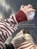 2025 Early Autumn Red Striped Loose Knit Sweater