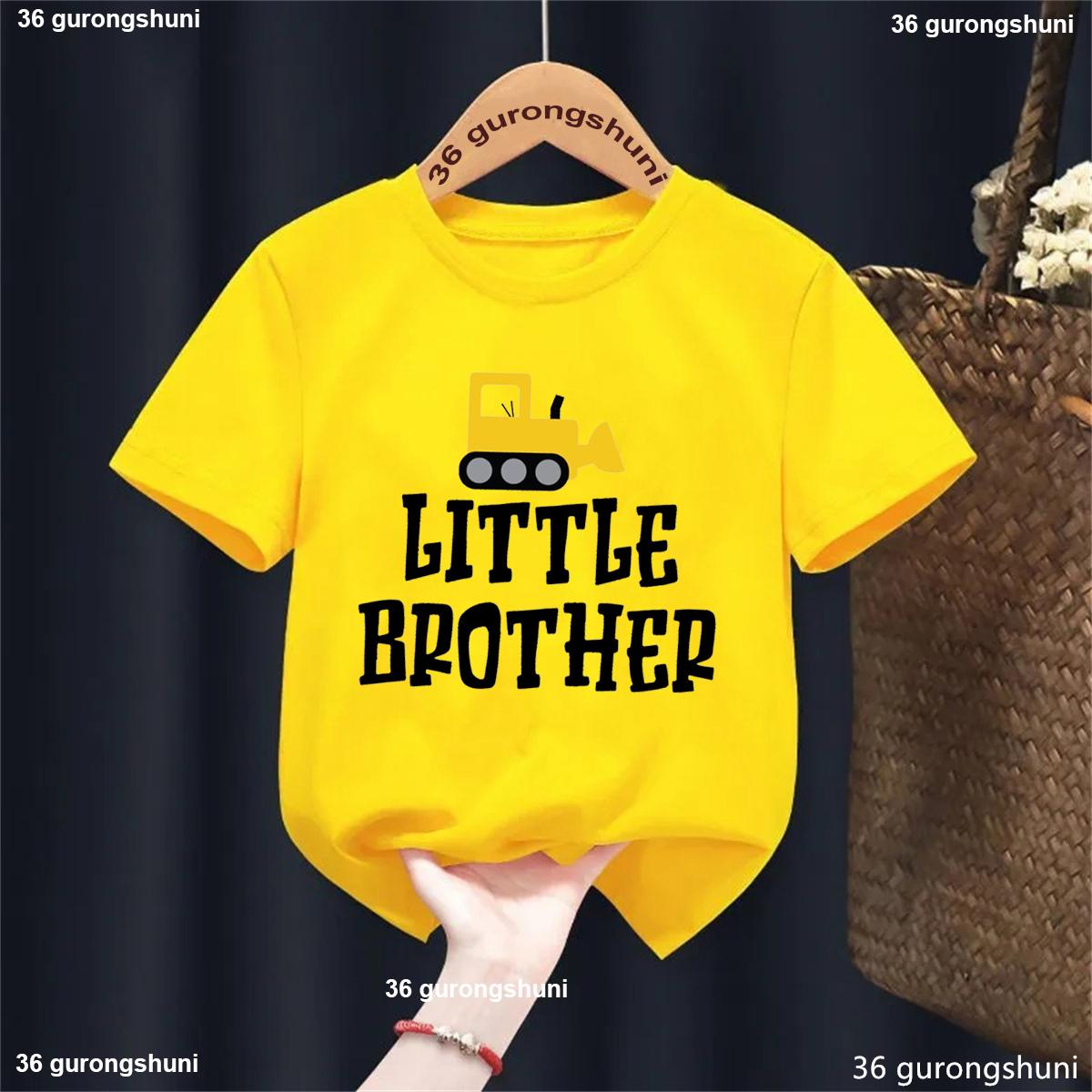 Trendy Frontline Transport Gereedschap Bouw Grote Broer Kleine Broer Shirts, Grote Broer Jongens T-shirt Bulldozer Shirt, Bijpassende Outfit T-shirt 160
