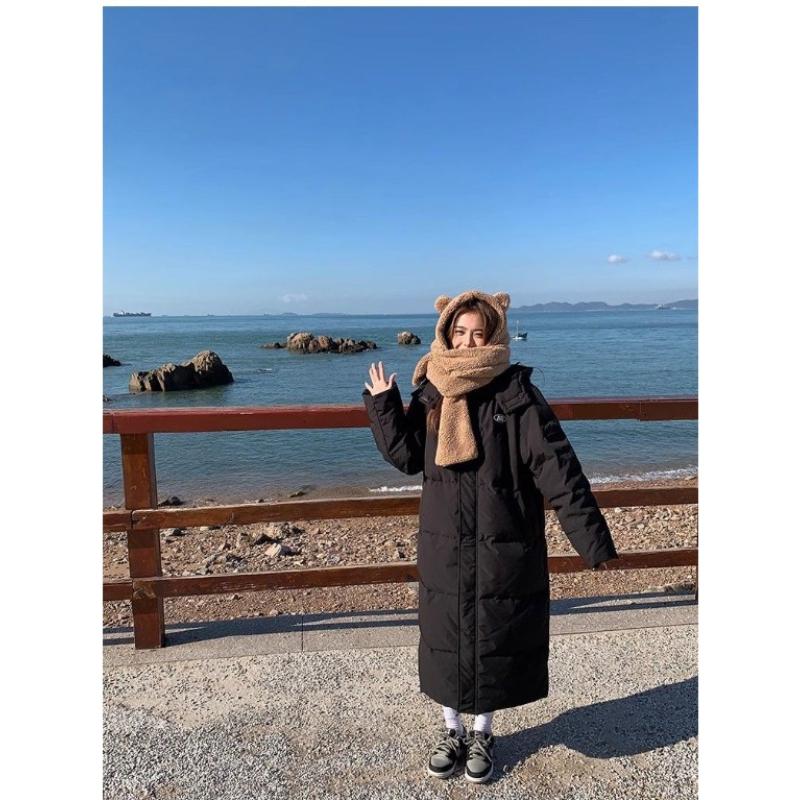 Parkas New Korean Long Cotton Coat for Female Students Knee-high Winter Fashionable Loose Down Cotton Coat