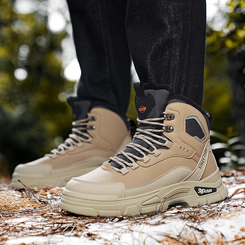 Men Winter 2024 New High Cut Thick Soled Wear-resistant Men's Outdoor High-quality Sneakers Short Boots Retro Workwear Boots