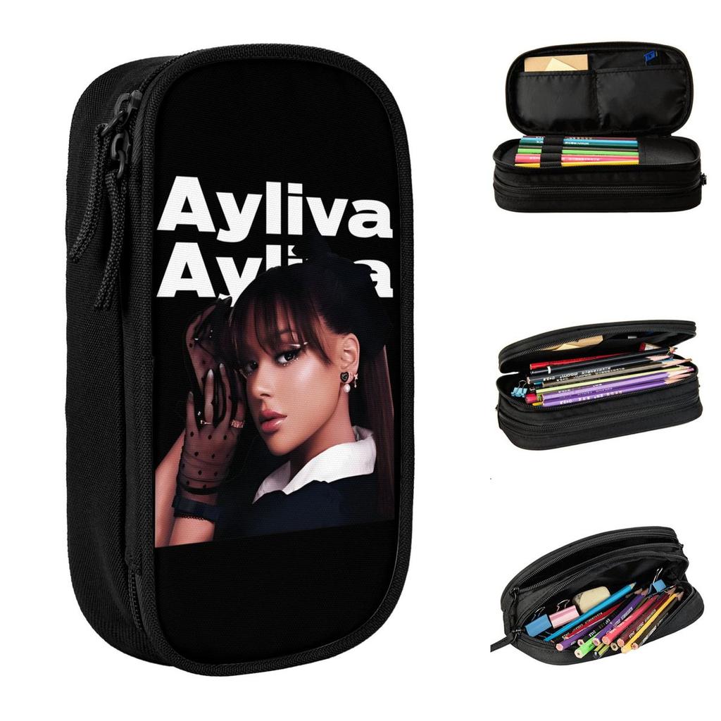 Fun Ayliva German Singer Pencil Cases Pencilcases Pen Holder for Girl Boy Big Capacity Bags Students School Zipper Stationery
