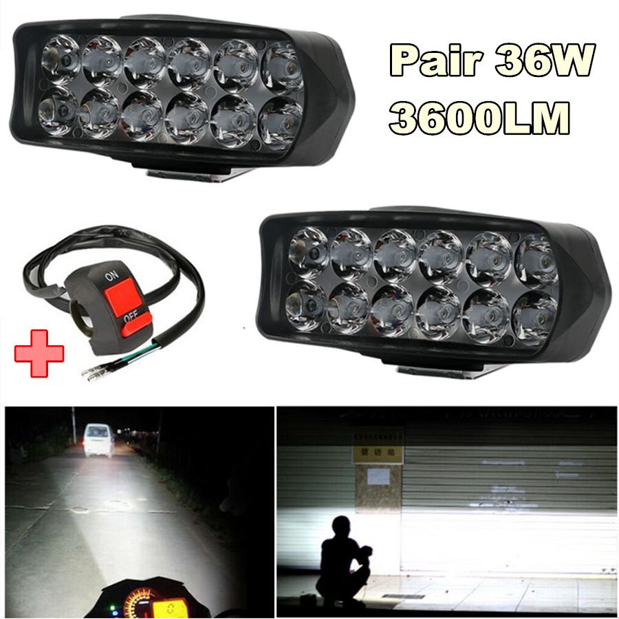 

Universal Pair 36W 3600LM LED Work Light Bar Fog Spotlight DRL Headlight Driving Lamp Car Truck Offroad 12-85v With Switch