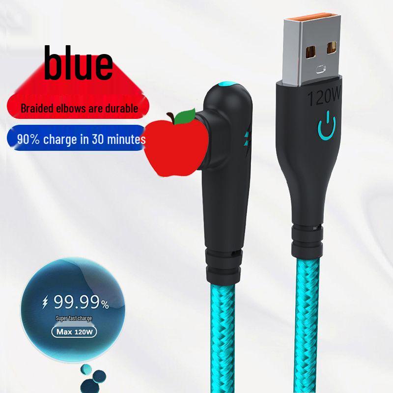 High-Speed Braided 120W Type-C Charging Cable 6A Compatible with Apple, Huawei, Vivo, Xiaomi, OPPO