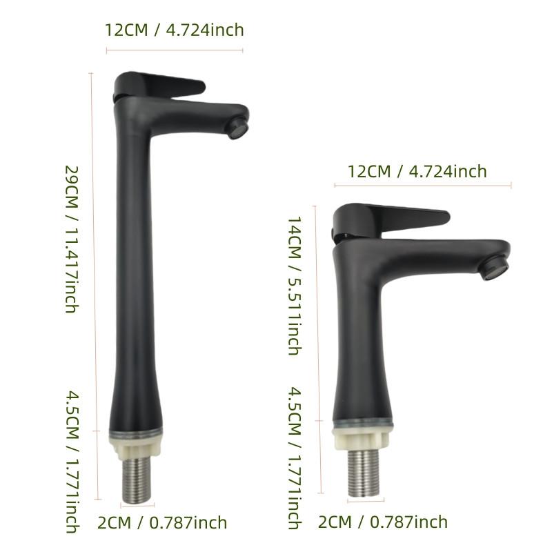 Bathroom Sink Black Faucet 304 Stainless Steel Single Cold Faucet Household Modern Stylish Water Tap