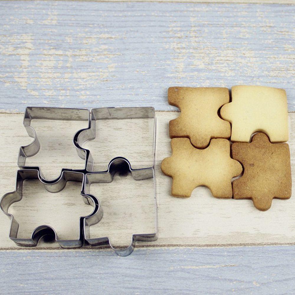 4Pcs Biscuit Cake Christmas Decorating Cookies Tool Mould Stainless Steel Jigsaw