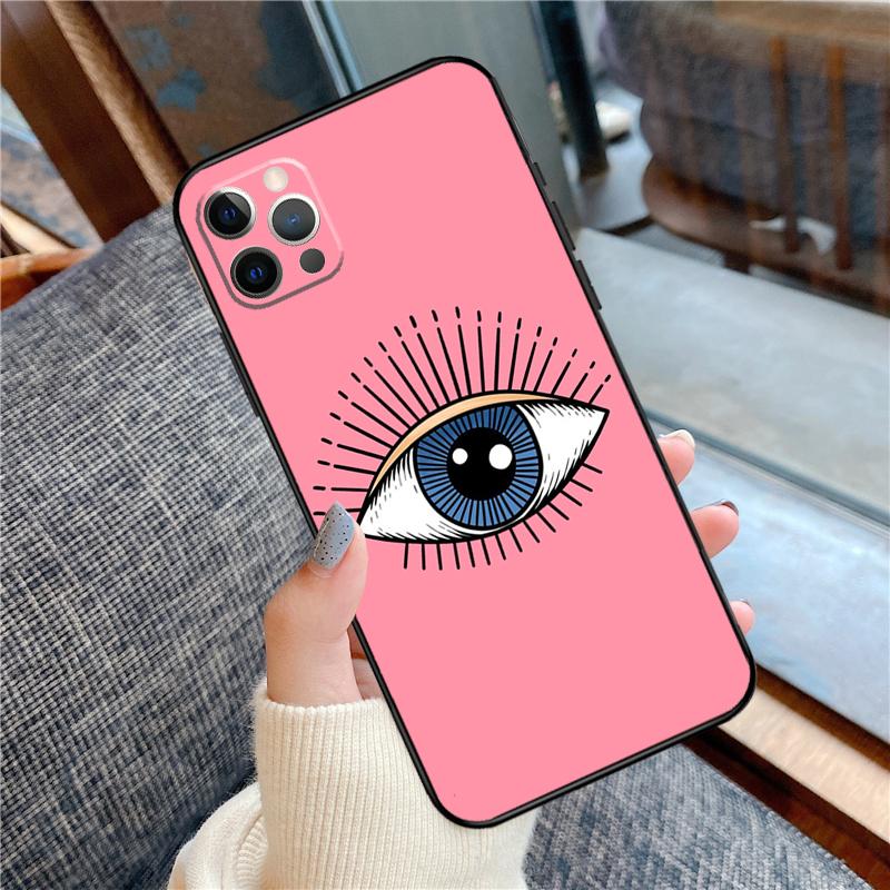Eye Illustration Phone Case For iPhone 16 15 13 12 11 14 Pro Max 12 13 mini XR 15 16 Plus 16e Cover Shell