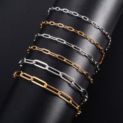 Women Bracelet Stainless Steel Paperclip Link Chain for Hand Foot Ladies Bangle Jewelry Making Accessories DIY Girl Ankle Anklet