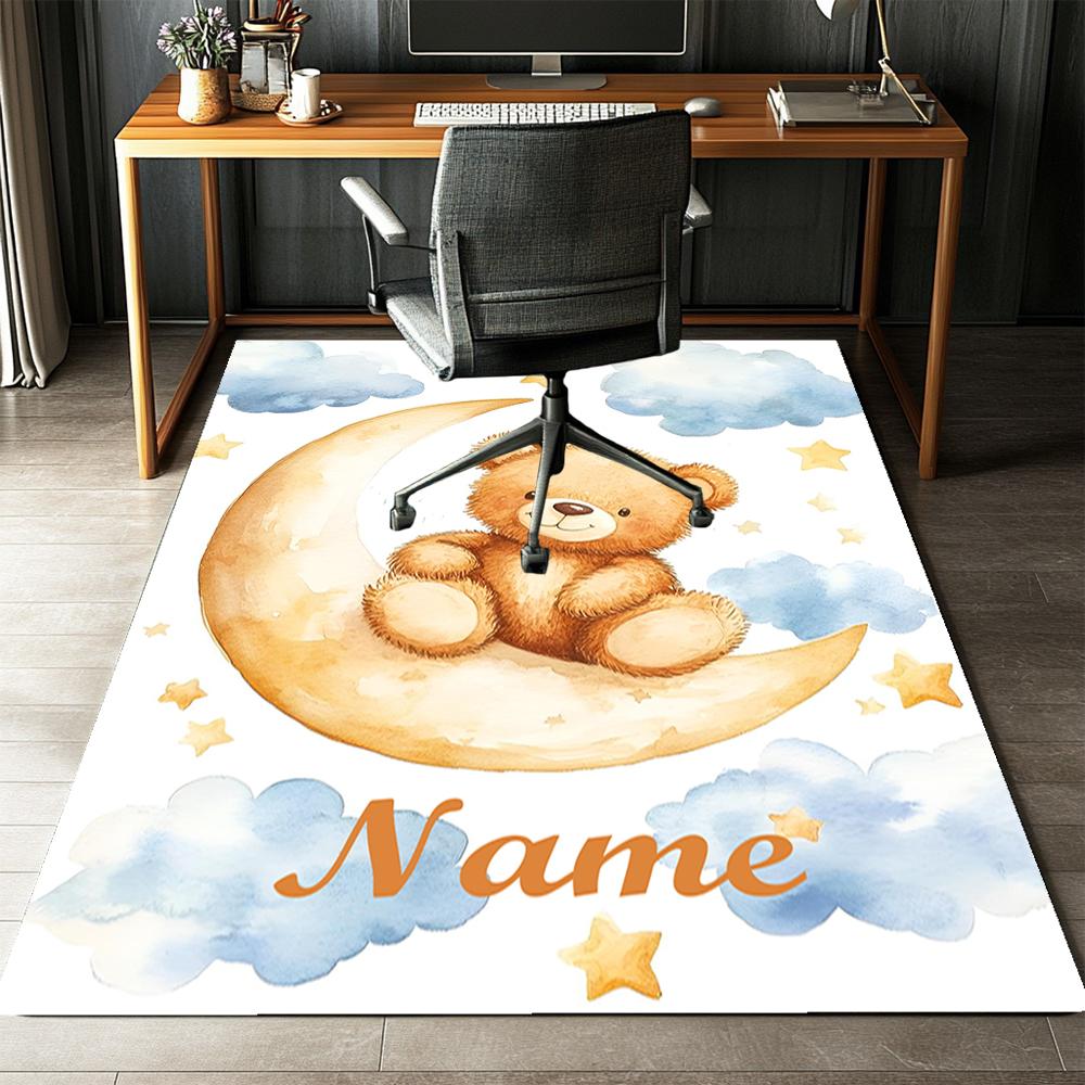 Custom Name Bear Printed Carpet,Rug for Office Chair Living Room Bedroom Kitchen Room Decor Gifts.