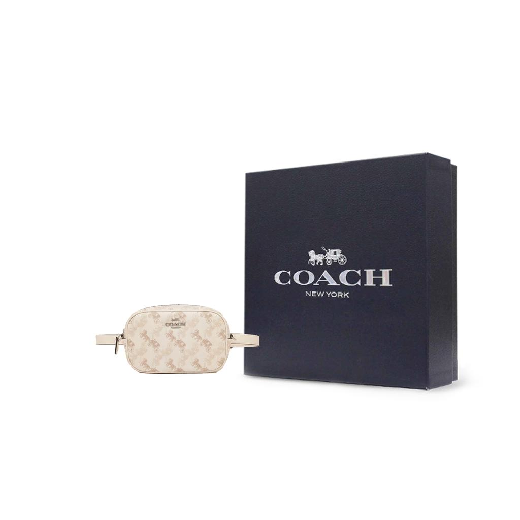 New COACH Leather One Shoulder Crossbody Camera Bag Fanny Pack Trumpets Women's White 78603-SVQB9