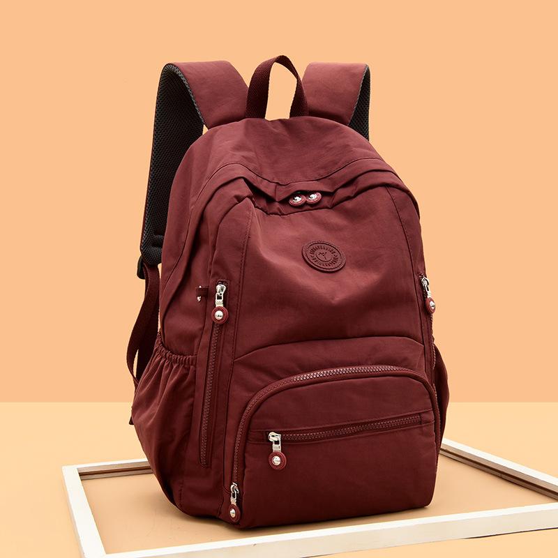 Nylon Backpack Solid Color Student School Baglarge Capacity Women's Travel Bag