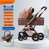 Two-Way High-View Lightweight Baby Stroller: Sit or Recline, One-Button Foldable.