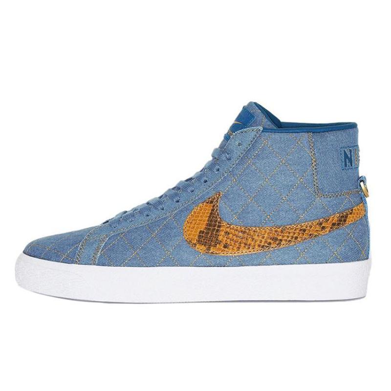 Nike Sb Blazer Mid Qs Supreme Denim Skateboard Shoes DX8421-400