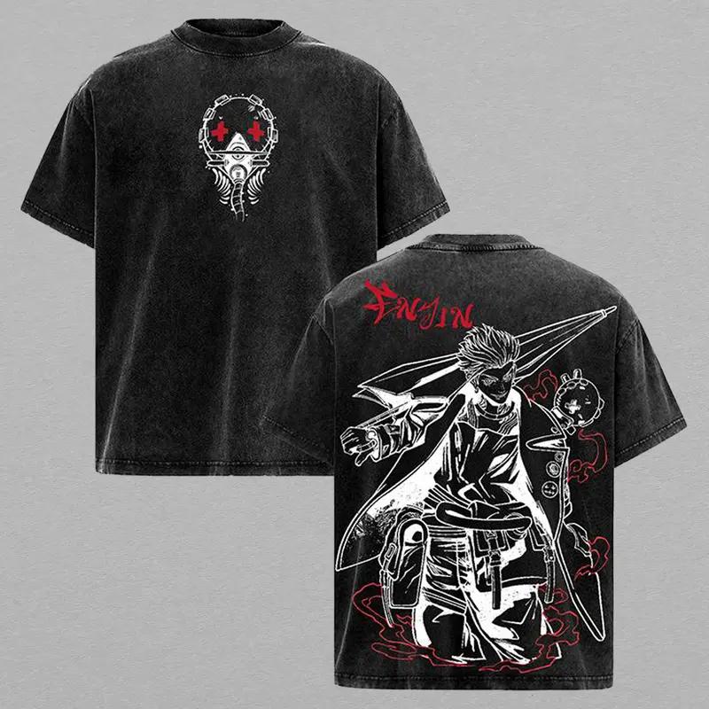 

Enjin Print T-shirt Anime Gachiakuta Clothing Men Women Cotton Oversized Tshirts Retro Washed T Shirt Harajuku Male Casual Tops XXL чорний