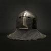 Medieval Bascinet Nasal Helmet with Chainmail Aventail Knight Armor Helmet for LARP, SCA, and Cosplay Gift