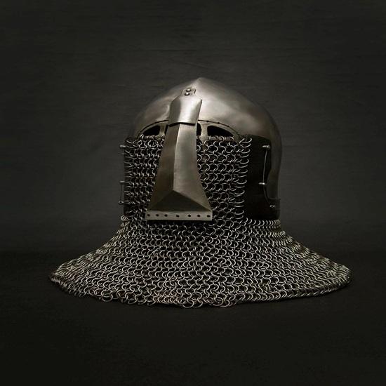 Medieval Bascinet Nasal Helmet with Chainmail Aventail Knight Armor Helmet for LARP, SCA, and Cosplay Gift