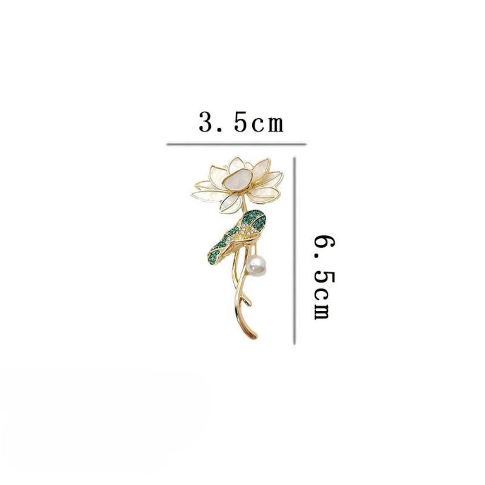 

New Rhinestone Lotus Leaf Brooch Pearl Flower Pins For Women Suit and Dress Elegant Jewelry Accessory Gift
