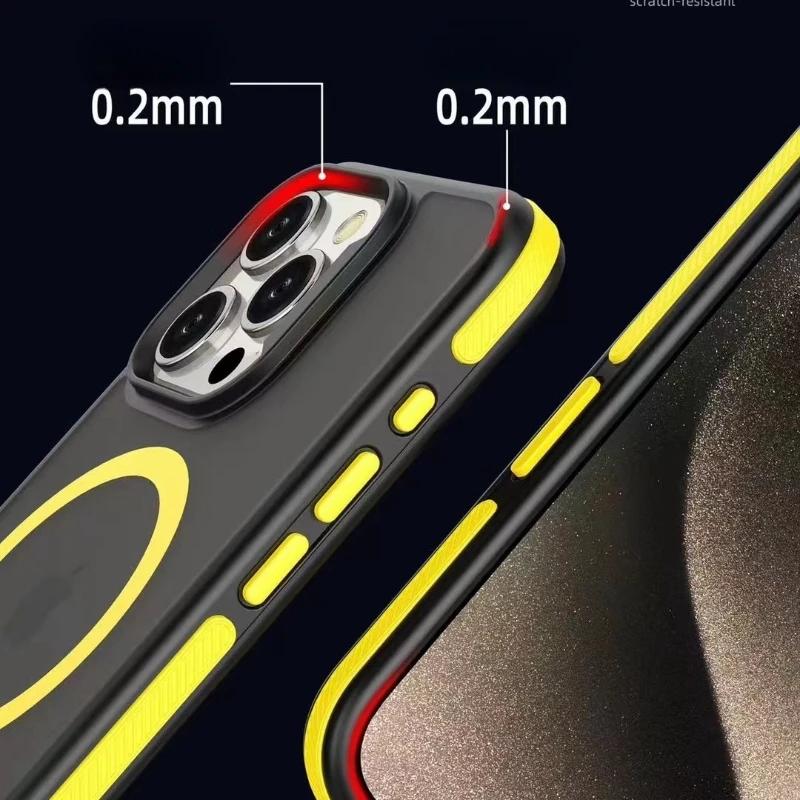 For iPhone 17 Pro Max For Magsafe Matte Bicolor Frame Phone Case For iPhone 17 16 12 13 14 15 Pro Max Protective Magnetic Cover