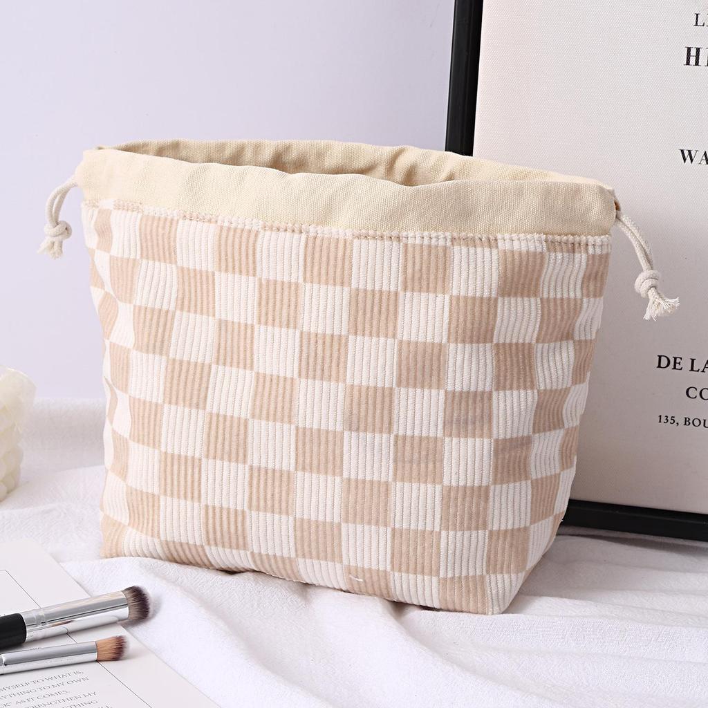 Color-Block Large Capacity Makeup Bag for Women - Travel Drawstring, Cosmetics Organizer, Toiletries Storage