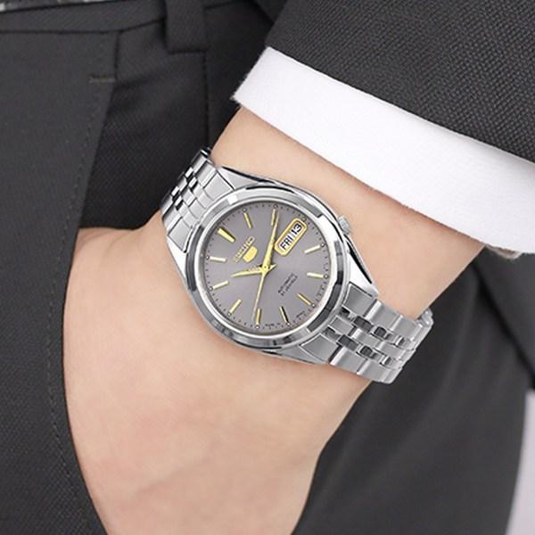 

Seiko 5 Мужские японские автоматические серо-синие комбинированные металлические часы