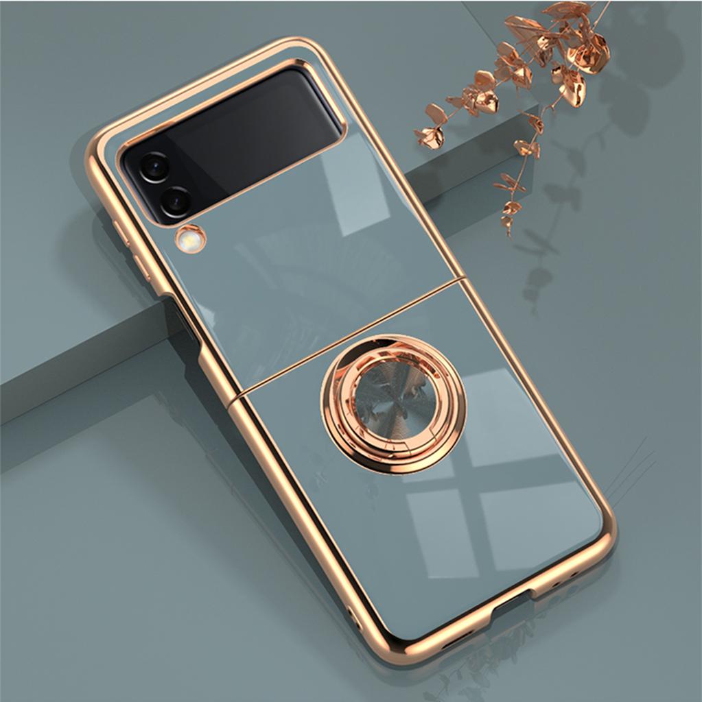 Applicable To Samsung Z Flip3 Folding Machine, Mobile Phone Case, Ring Buckle Bracket, Magnetic Suction Car Electroplating Protective Case, New Model.