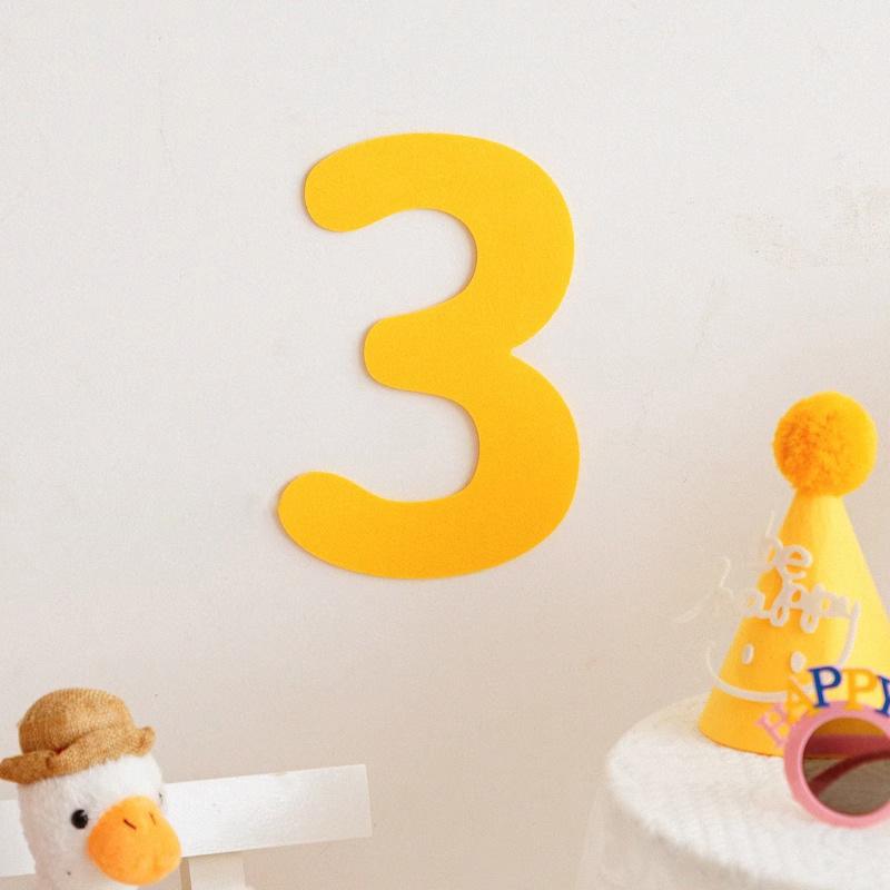 Mori Simple Felt Happy Birthday Party Digital Wall Sticker Baby First Year Party Decoration Photo Props