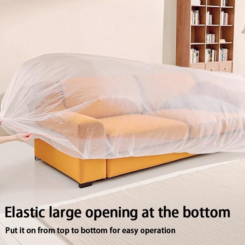 5 Pieces Plastic Bed Dust Covers Elastic Edged Oversized Anti-spill Protector for Home Renovation Furniture Storage