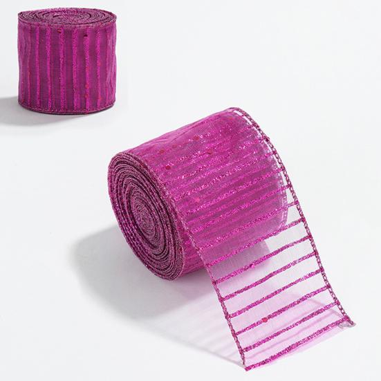 Wired Ribbon for Seasonal Decor Stripe Sequin Christmas Ribbon, Glitter Polyester Fabric Wide Craft Decorative Gift Wrapping Ribbons Wreath