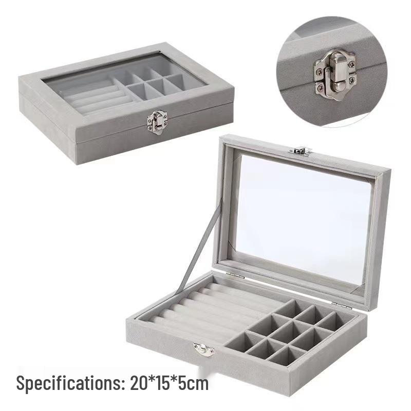 Exquisite Velvet Acrylic Anti-Oxidation Jewelry Storage Box for Earrings, Studs, and Necklaces