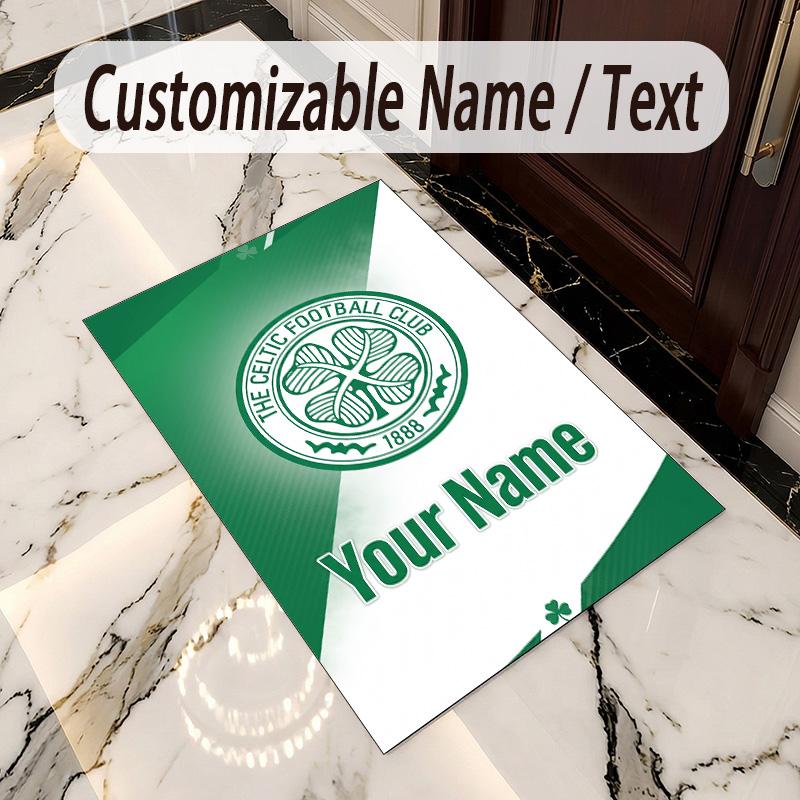 Crystal Velvet Rug Celtic FC Print Custom Name Text Floor Mat Home Decor