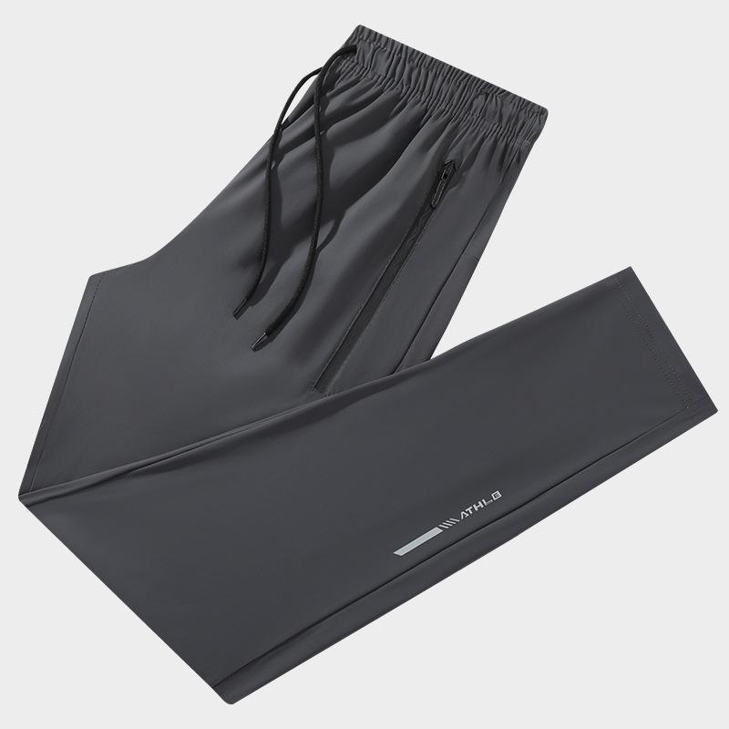 

Мужские тонкие летние эластичные спортивные повседневные брюки, быстросохнущие шелковые прямые брюки для катания на коньках свободного покроя для мужчин 8XL