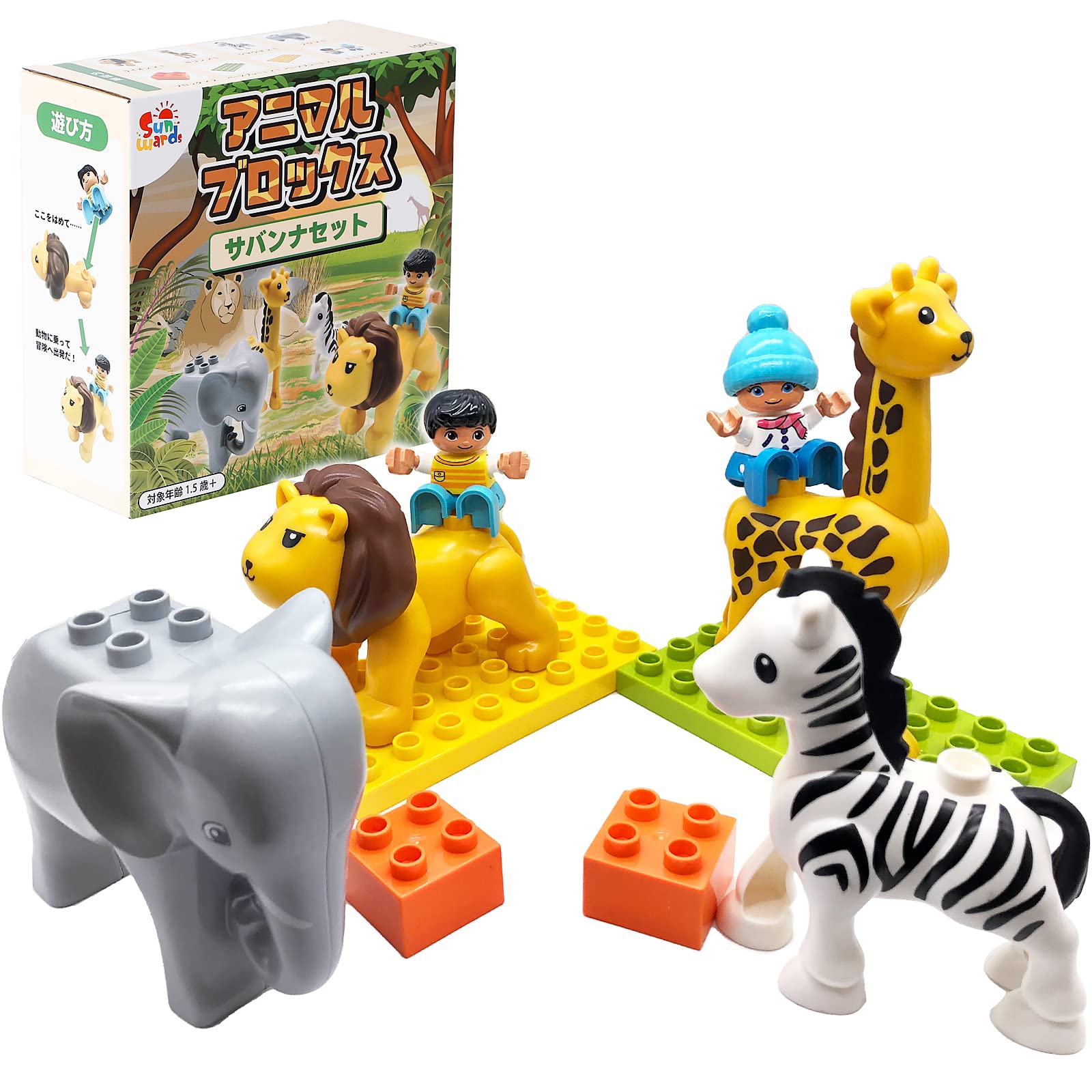 

Блоки животных Sunwards Lego Duplo Duplo Anpanman Block Block Lab Block Animal (Саванна Сет)