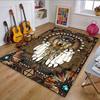 Wolf and Tribal Feather Design Carpet Patterned Carpet, Non Slip Mat Suitable for Living Room and Bedroom Sofas