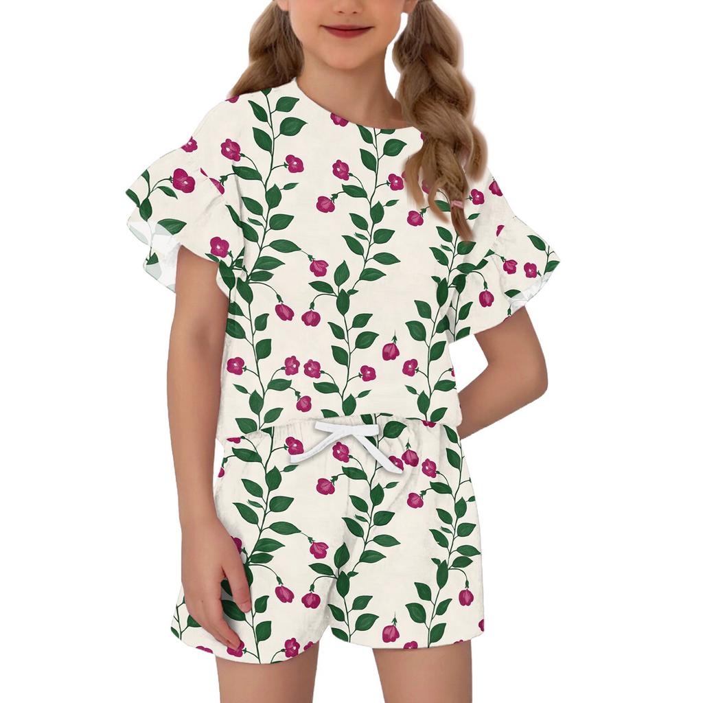 Patriotisches Kinder-Outfit - Kurzarm & Shorts 2-teiliges Set für Mädchen