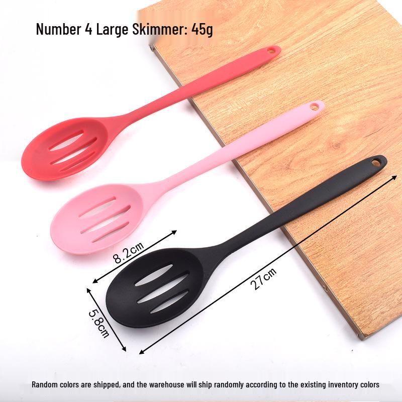 Silicone Non-stick Soup Ladle with Integrated Handle and Scraper - Kitchen Cooking Utensil