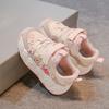 Girls Flower Embroidery Velcro Strap Thick Sole Casual Breathable Sneakers