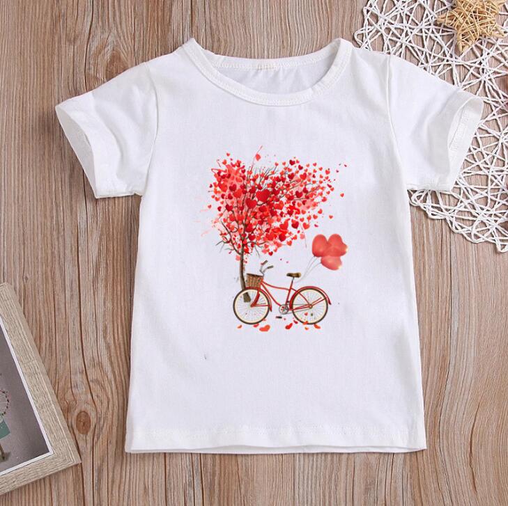 Flower Ice Cream Print New Kids Graphic T Shirts Toddler Girl Clothes White Casual Short Sleeve Tshirt Summer Polyester Fabric