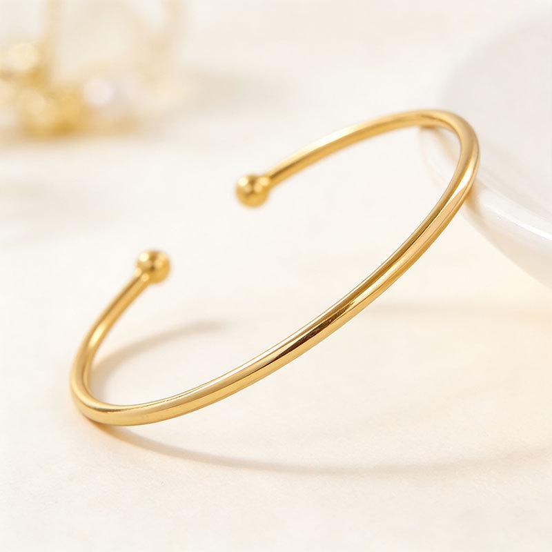 Adjustable Metal Arm Bracelet with Dual Balls & Water Drop Design: Exaggerated Style for Women