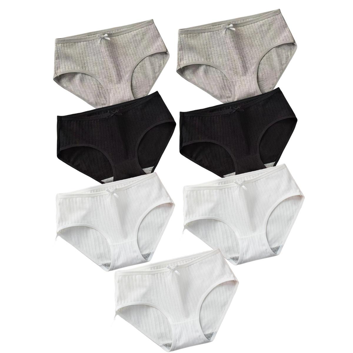 

7Pcs/Set Cotton Panties Low Waist Briefs Women Sexy Lingerie Female Underpants Panty Solid Color Breathable Underwear Intimates XL&Set