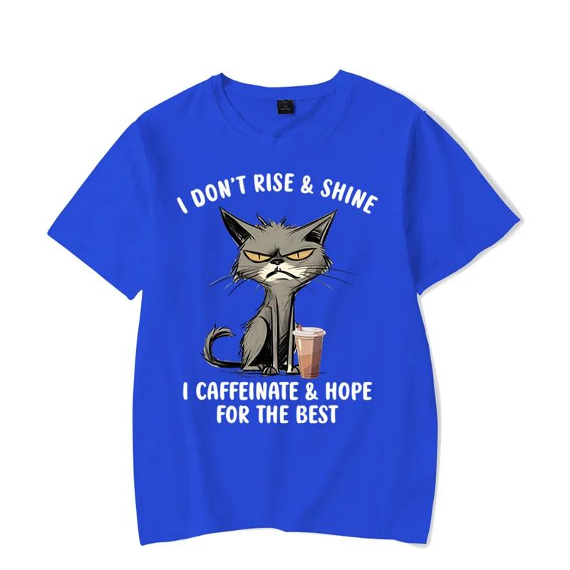 I Don’t Rise & Shine Graphic T Shirts Funny Cat Tshirt Black Tops Clothing Fashion Harajuku T-shirts WoBrand T-shirt