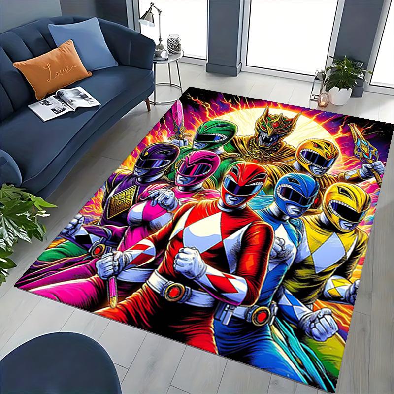1 Stück Power Rangers Anime Cartoon Design Bürostuhlmatte Rutschfeste Teppichmatte für Heimdekoration, Wohnzimmer, Schlafzimmer, Spielzimmer - Perfektes Geschenk für Fans.T080