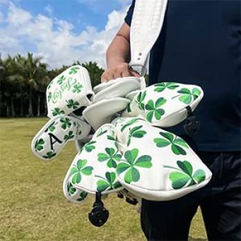 Golf Club Head Cover Lucky Clover Specification Golf Wood Cover Set Golf Driver Cover Fairway Hybrid Head Cover Putter Cover Pin Type Aliennana Made
