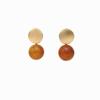 Vintage Caramel Light Texture Antique Stud Earrings In Oil Painting Style