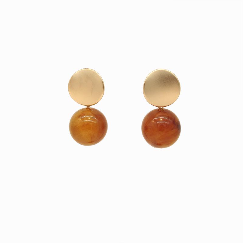 Vintage Caramel Light Texture Antique Stud Earrings In Oil Painting Style