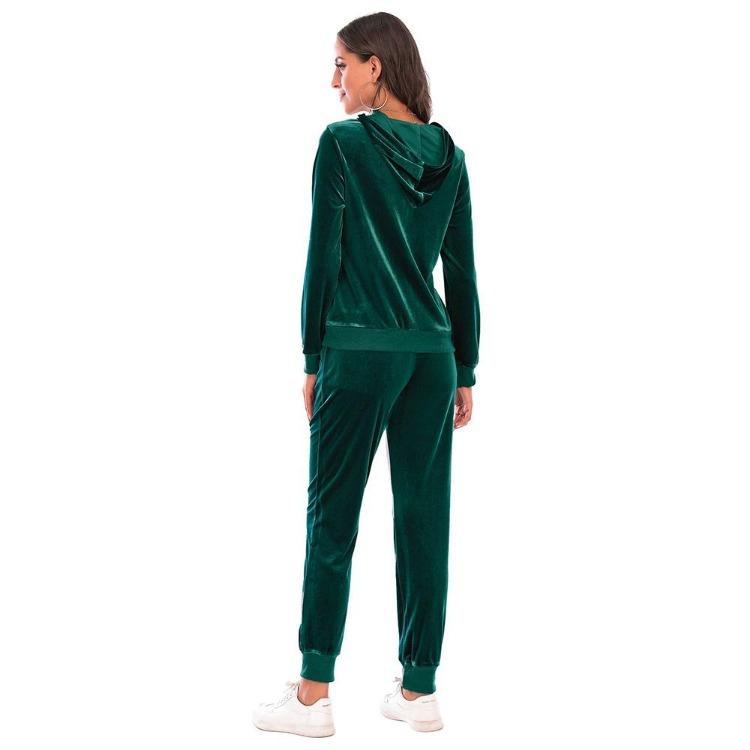 Velvet Velour Tracksuit Set Women Soft Stretch Lounge Zip Up Hoody and Jogger Pants Relaxed Sports Outfit
