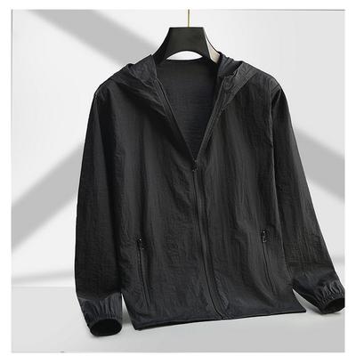 Thin Style Light Comfort Breathable Simple Sunscreen Ice Shreds Hooded Leisure Quick Drying Outdoors Men's Outerwear Summer