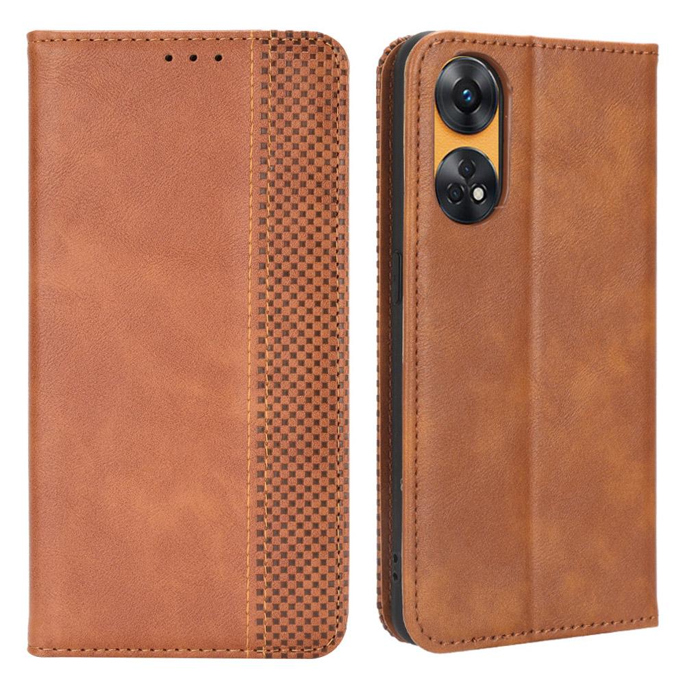 For Oppo Reno8 T 4G Phone Wallet Case Retro Texture PU Leather Stand Cell Phone Cover