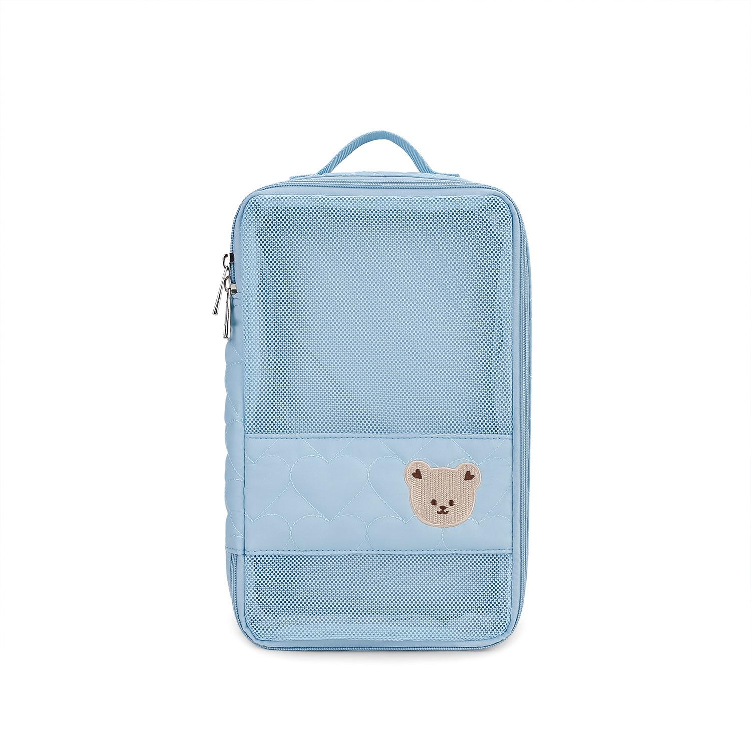

Cute Bear Rabbit Quilted Storage Bag Heart Pattern Portable Travel Organizer for Baby Clothes Underwear Cosmetics світло-синій колір