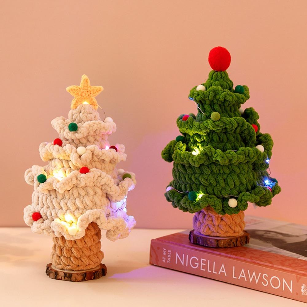 Style Star Red Ball Christmas Tree Pure Handmade Wool Knitting Finished Holiday Home Desktop Decoration Christmas Creative Gifts
