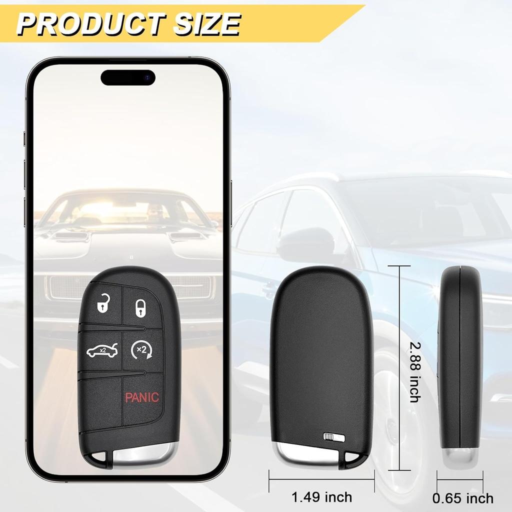 Key Fob for 2011-2018 Dodge Charger & Chrysler 300/15-18 Challenger/ 14-16 Dart Car Keyless Entry Remote Control, M3N-40821302 M3N40821302, 2Pcs